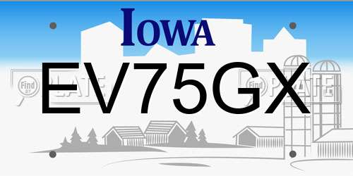 EV75GX Iowa License Plate