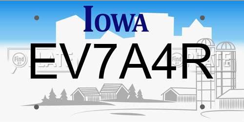 EV7A4R Iowa License Plate