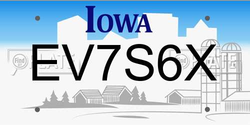 EV7S6X Iowa License Plate