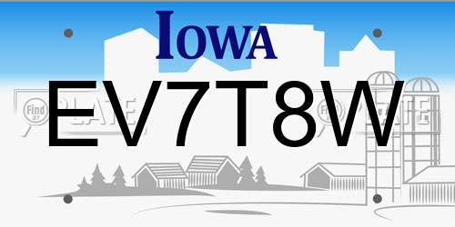 EV7T8W Iowa License Plate