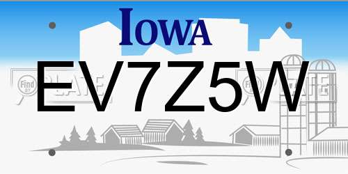 EV7Z5W Iowa License Plate