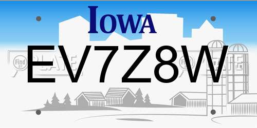 EV7Z8W Iowa License Plate