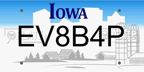 EV8B4P Iowa License Plate