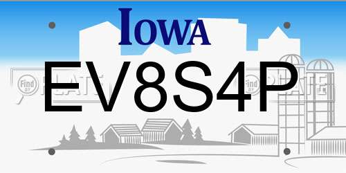 EV8S4P Iowa License Plate