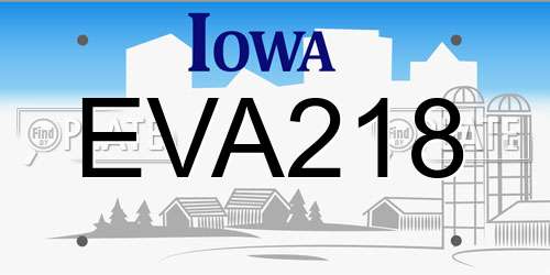 EVA218 Iowa License Plate