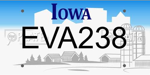 EVA238 Iowa License Plate