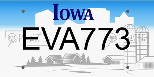 EVA773 Iowa License Plate