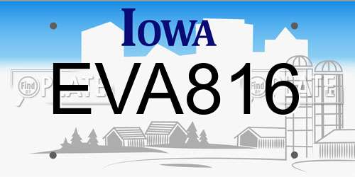 EVA816 Iowa License Plate