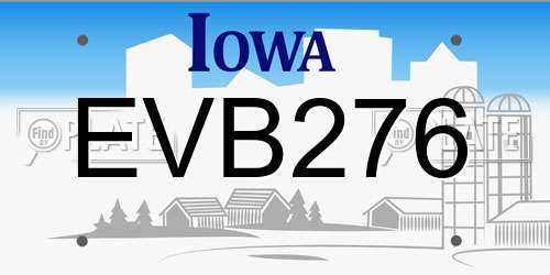 EVB276 Iowa License Plate