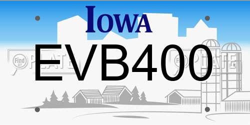 EVB400 Iowa License Plate
