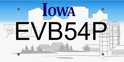 EVB54P Iowa License Plate