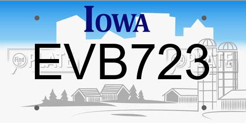 EVB723 Iowa License Plate