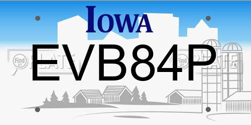 EVB84P Iowa License Plate