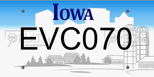EVC070 Iowa License Plate