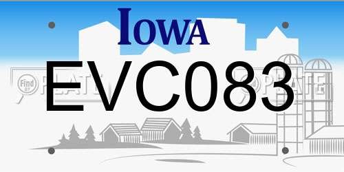EVC083 Iowa License Plate