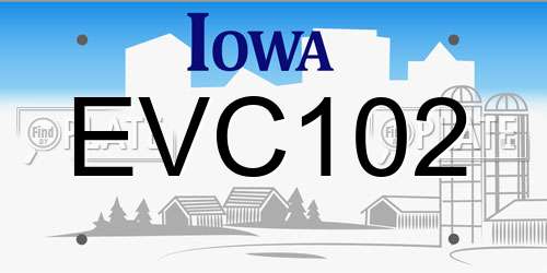 EVC102 Iowa License Plate