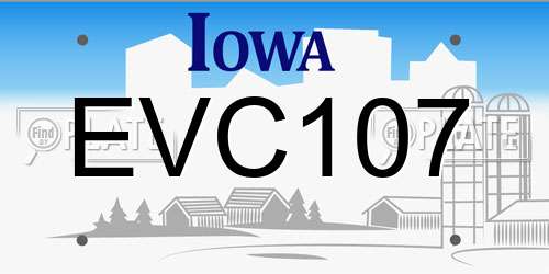 EVC107 Iowa License Plate
