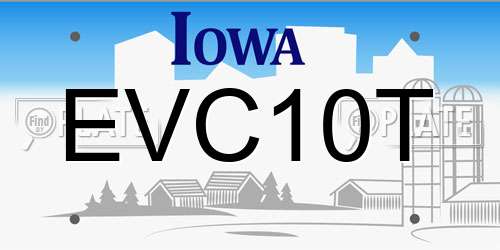 EVC10T Iowa License Plate