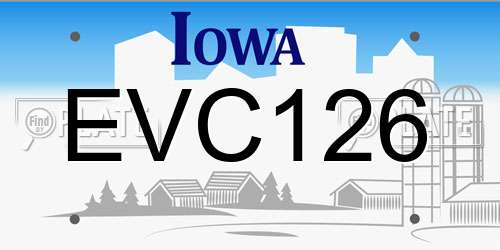 EVC126 Iowa License Plate