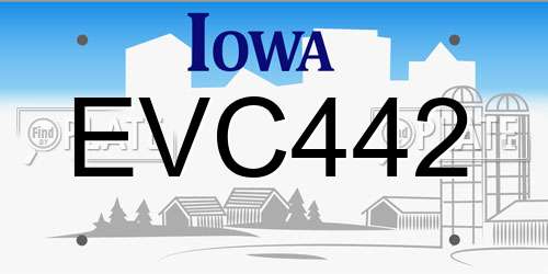 EVC442 Iowa License Plate