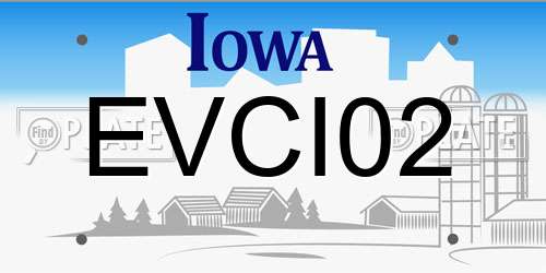 EVCI02 Iowa License Plate