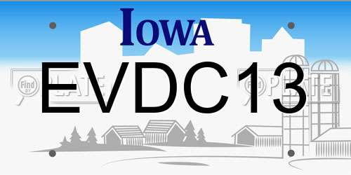 EVDC13 Iowa License Plate