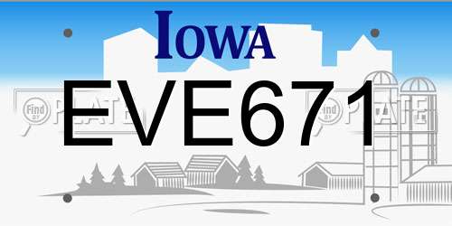 EVE671 Iowa License Plate