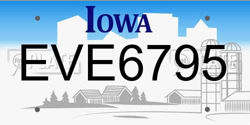 EVE6795 Iowa License Plate