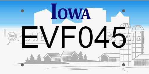 EVF045 Iowa License Plate