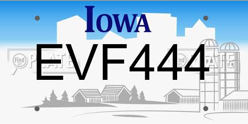 EVF444 Iowa License Plate