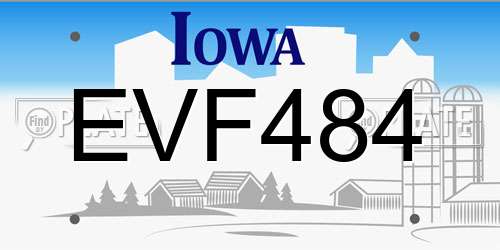 EVF484 Iowa License Plate