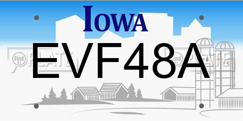 EVF48A Iowa License Plate