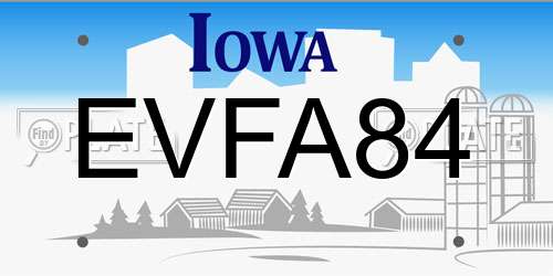 EVFA84 Iowa License Plate