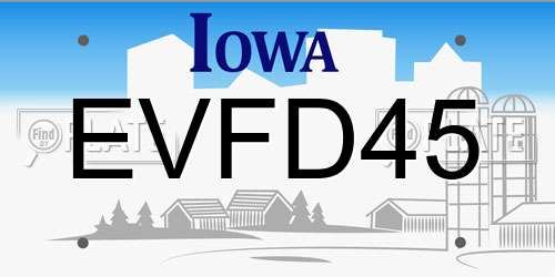 EVFD45 Iowa License Plate