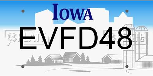EVFD48 Iowa License Plate