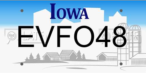 EVFO48 Iowa License Plate