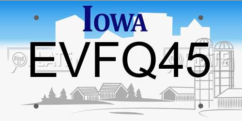 EVFQ45 Iowa License Plate
