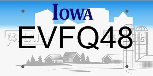 EVFQ48 Iowa License Plate