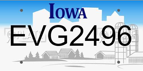 EVG2496 Iowa License Plate