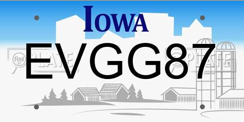 EVGG87 Iowa License Plate