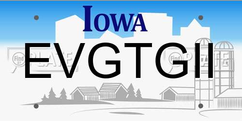 EVGTGII Iowa License Plate