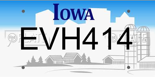 EVH414 Iowa License Plate