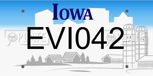 EVI042 Iowa License Plate