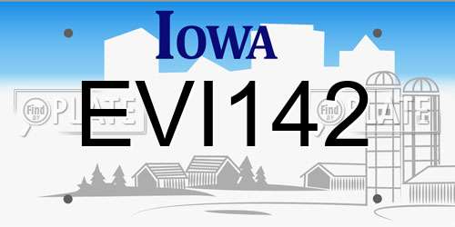 EVI142 Iowa License Plate