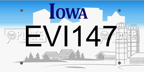 EVI147 Iowa License Plate