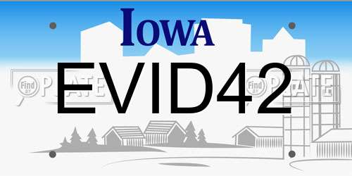 EVID42 Iowa License Plate