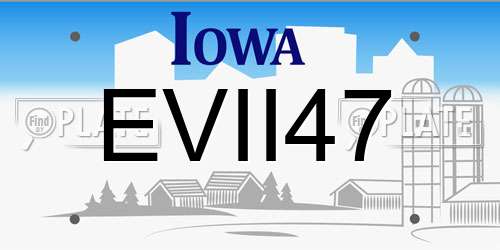 EVII47 Iowa License Plate