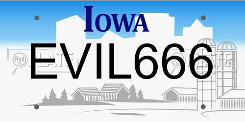 EVIL666 Iowa License Plate