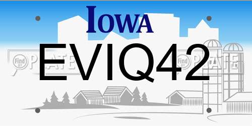 EVIQ42 Iowa License Plate