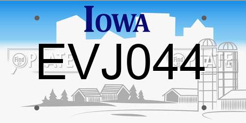 EVJ044 Iowa License Plate